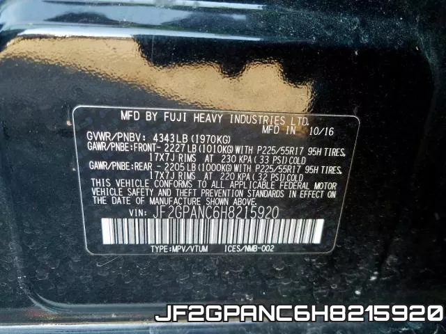 JF2GPANC6H8215920 фото 2