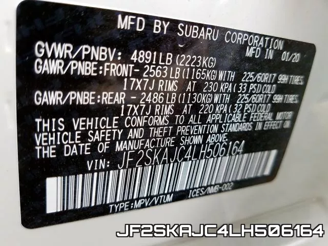 JF2SKAJC4LH506164 фото 2