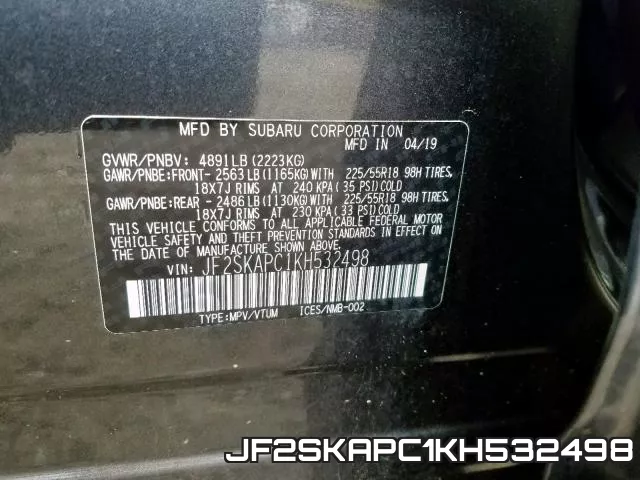 JF2SKAPC1KH532498 фото 2