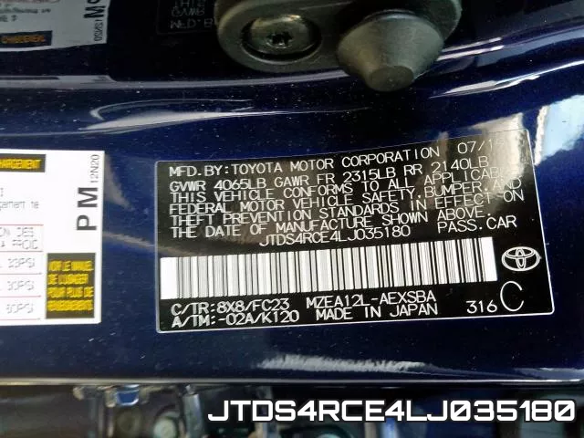 JTDS4RCE4LJ035180 фото 2