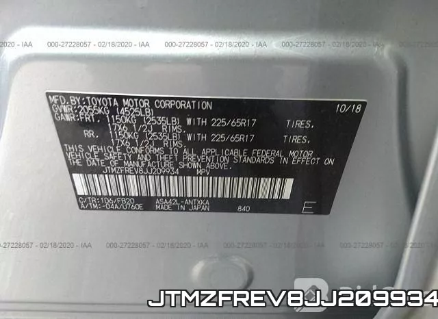 JTMZFREV8JJ209934 фото 10