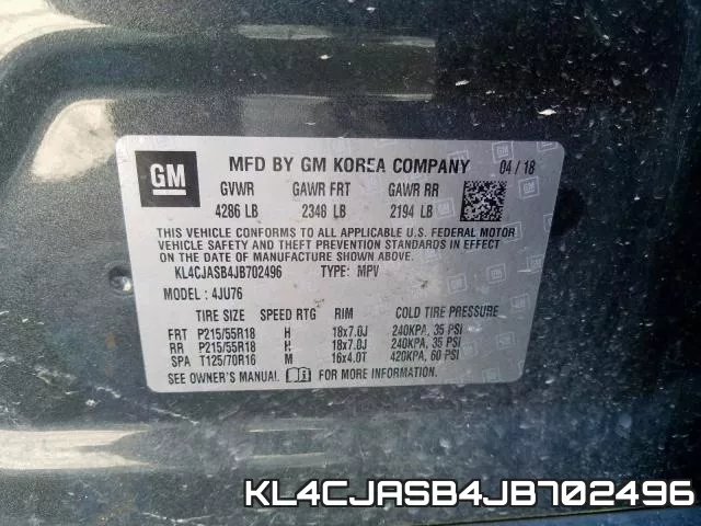 KL4CJASB4JB702496 фото 2
