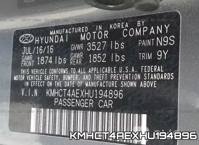 KMHCT4AEXHU194896 фото 10