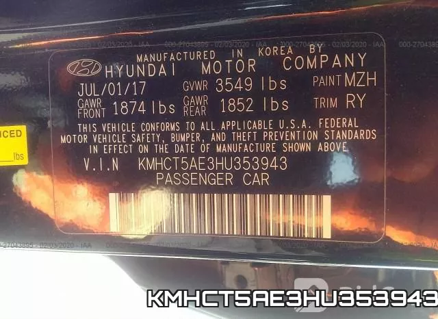 KMHCT5AE3HU353943 фото 10