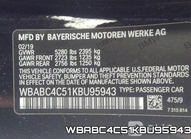 WBABC4C51KBU95943 фото 10