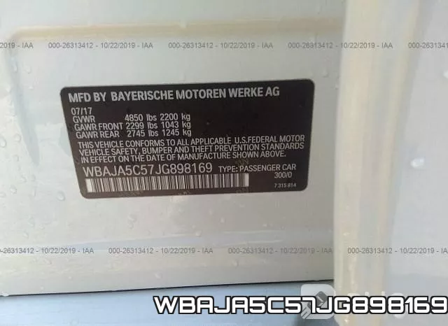WBAJA5C57JG898169 фото 10