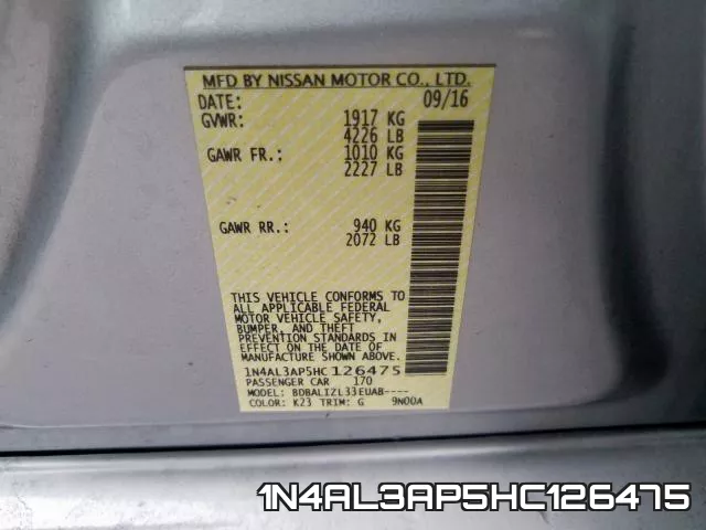 1N4AL3AP5HC126475 фото 2
