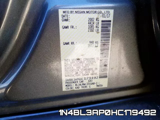 1N4BL3AP0HC179492 фото 2