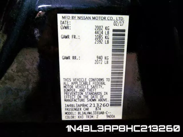 1N4BL3AP8HC213260 фото 2