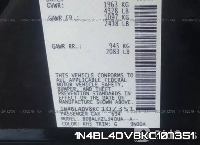 1N4BL4DV8KC107351 фото 10