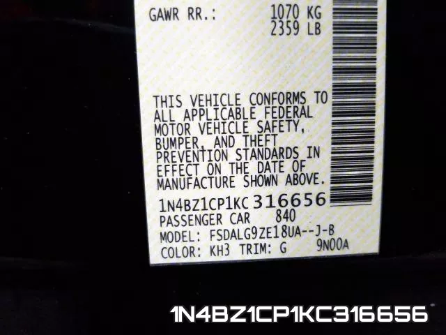 1N4BZ1CP1KC316656 фото 2