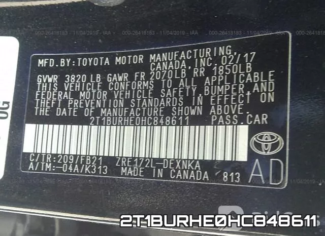 2T1BURHE0HC848611 фото 10