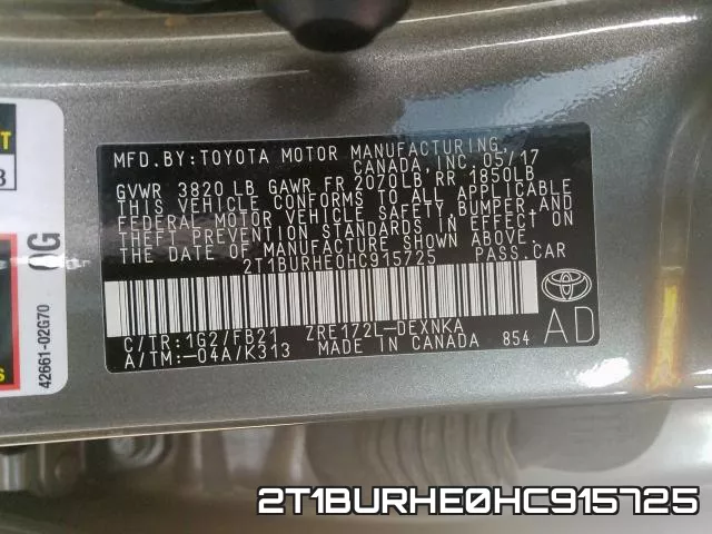 2T1BURHE0HC915725 фото 2