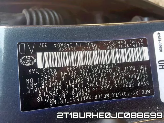 2T1BURHE0JC088699 фото 2