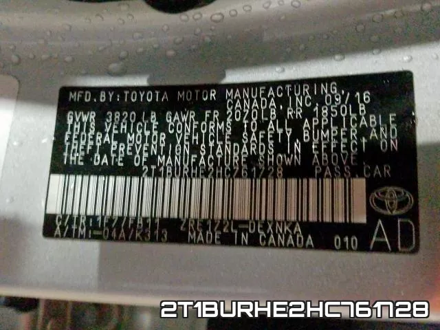 2T1BURHE2HC761728 фото 2