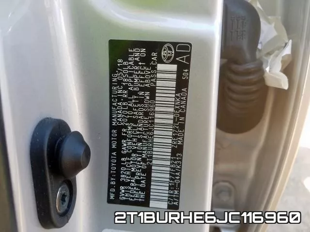 2T1BURHE6JC116960 фото 2