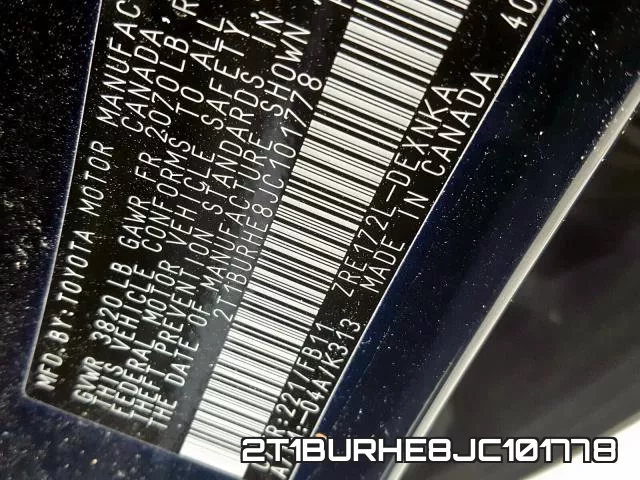 2T1BURHE8JC101778 фото 2