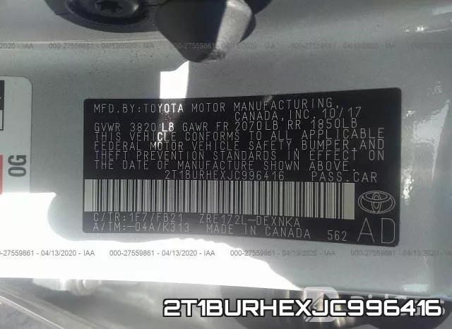 2T1BURHEXJC996416 фото 10