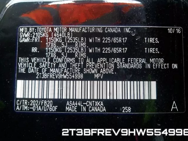 2T3BFREV9HW554998 фото 2