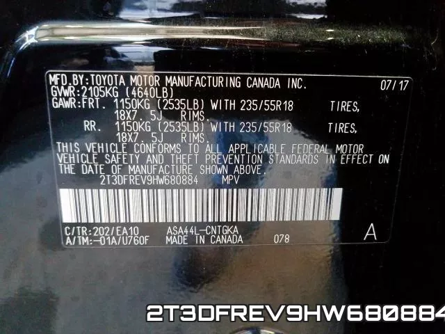 2T3DFREV9HW680884 фото 2