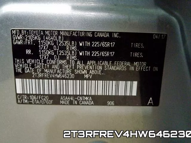 2T3RFREV4HW646230 фото 2