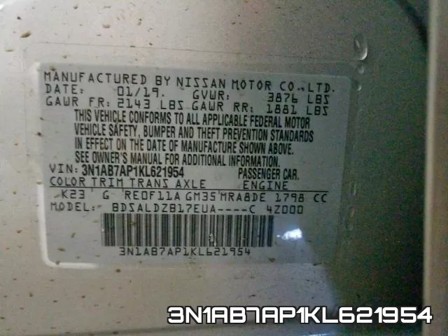 3N1AB7AP1KL621954 фото 2