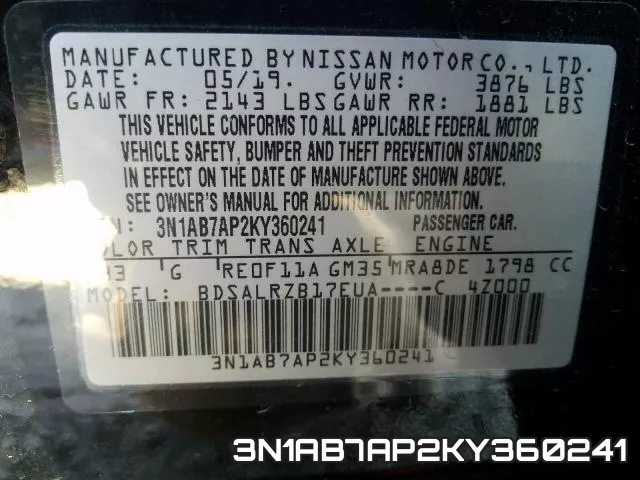 3N1AB7AP2KY360241 фото 2