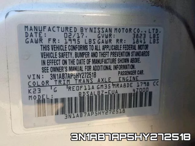 3N1AB7AP5HY272518 фото 2