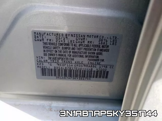 3N1AB7AP5KY351744 фото 2