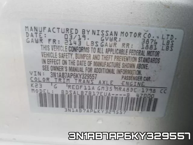 3N1AB7AP6KY329557 фото 2