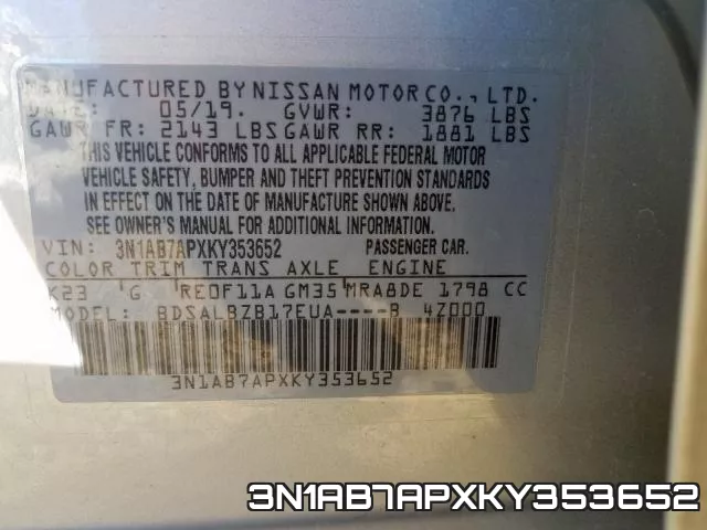 3N1AB7APXKY353652 фото 2