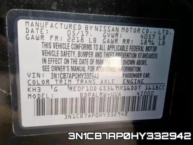 3N1CB7AP0HY332942 фото 2