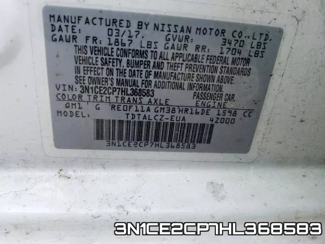 3N1CE2CP7HL368583 фото 2
