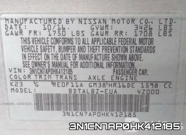 3N1CN7AP0HK412185 фото 10