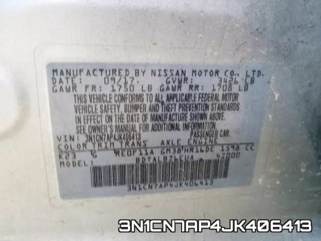 3N1CN7AP4JK406413 фото 2