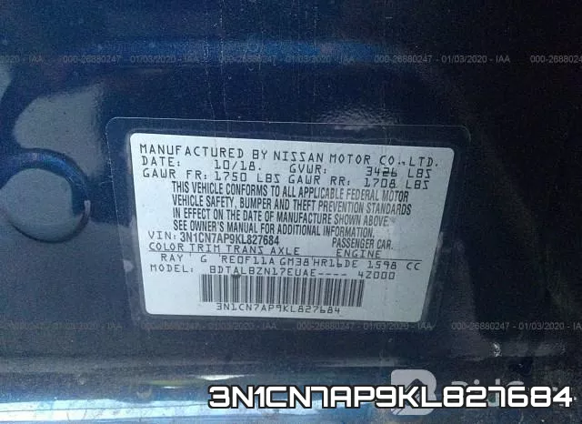 3N1CN7AP9KL827684 фото 10