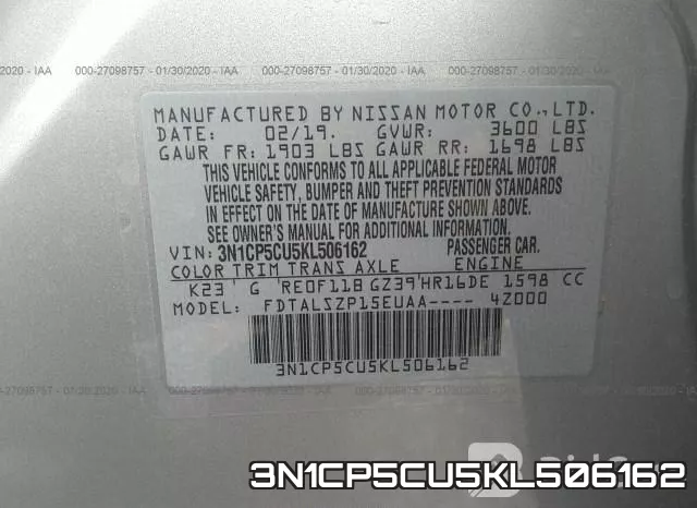 3N1CP5CU5KL506162 фото 10