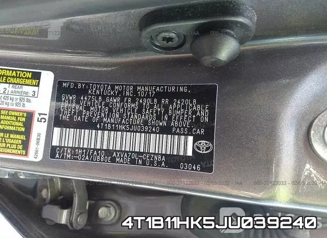 4T1B11HK5JU039240 фото 10