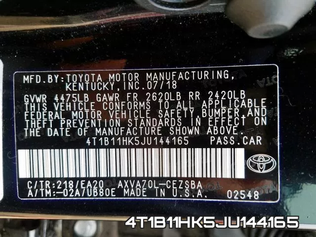 4T1B11HK5JU144165 фото 2