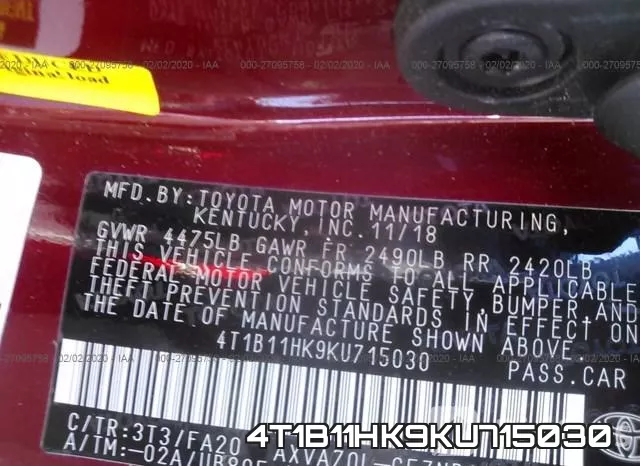 4T1B11HK9KU715030 фото 10