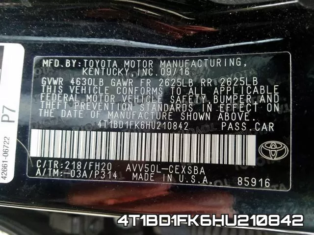 4T1BD1FK6HU210842 фото 2