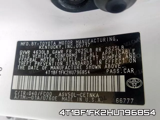 4T1BF1FK2HU796854 фото 2