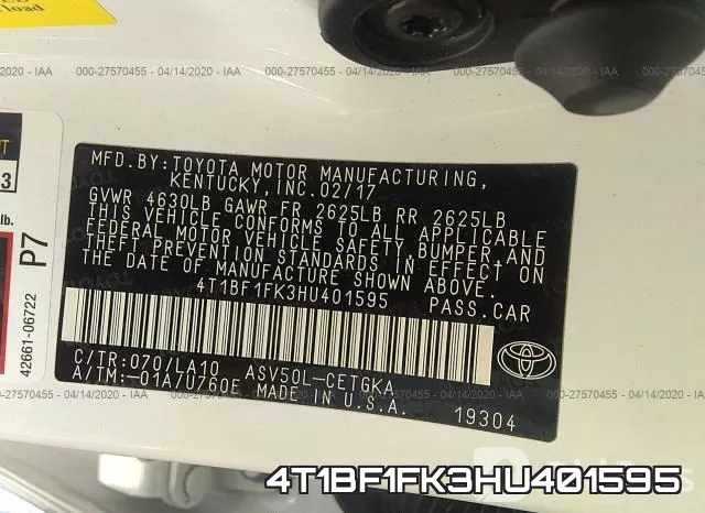 4T1BF1FK3HU401595 фото 10