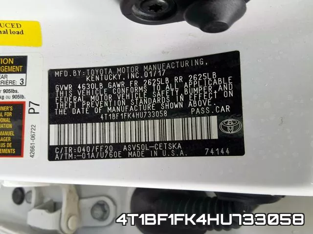 4T1BF1FK4HU733058 фото 2