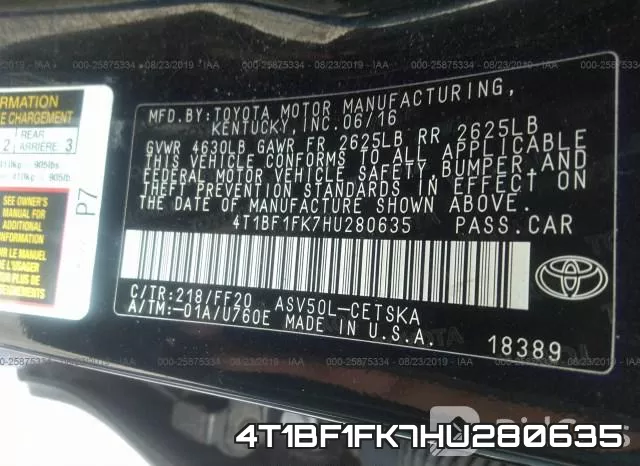 4T1BF1FK7HU280635 фото 10