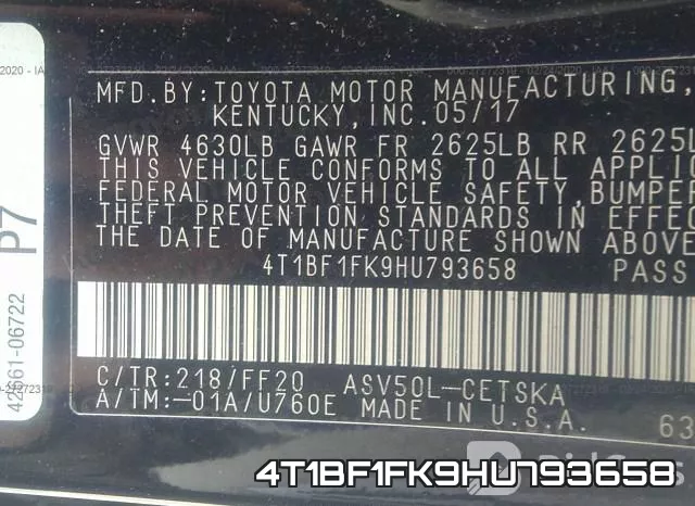 4T1BF1FK9HU793658 фото 10