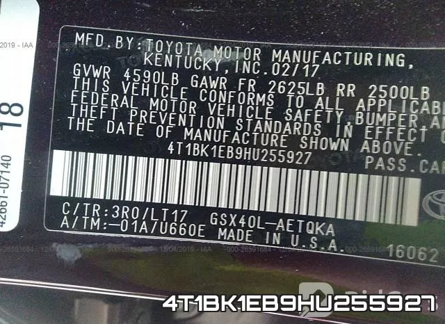 4T1BK1EB9HU255927 фото 10