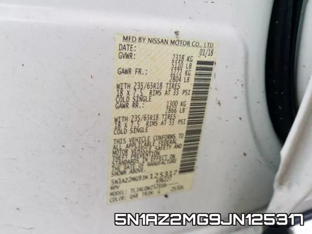 5N1AZ2MG9JN125317 фото 2