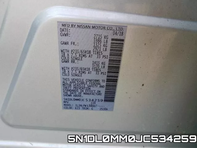 5N1DL0MM0JC534259 фото 2