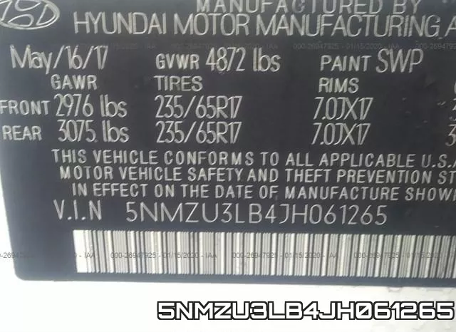 5NMZU3LB4JH061265 фото 10